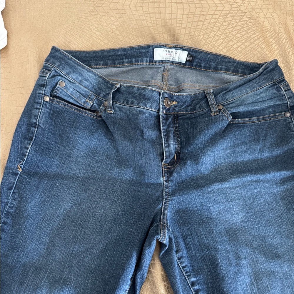 Torrid Blue Straight Leg Jeans with Stretch
